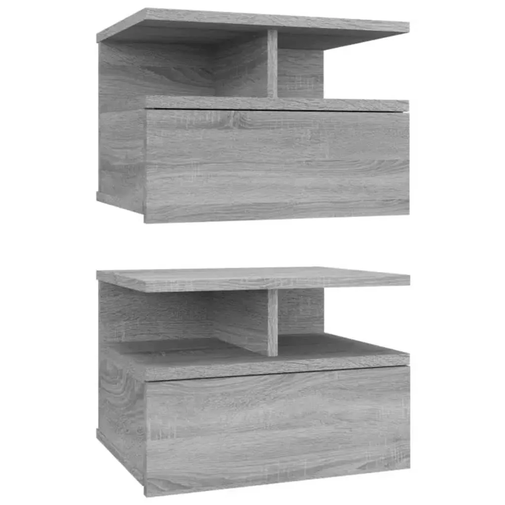 Floating Nightstand 2 pcs Grey Sonoma 40x31x27 cm Engineered Wood