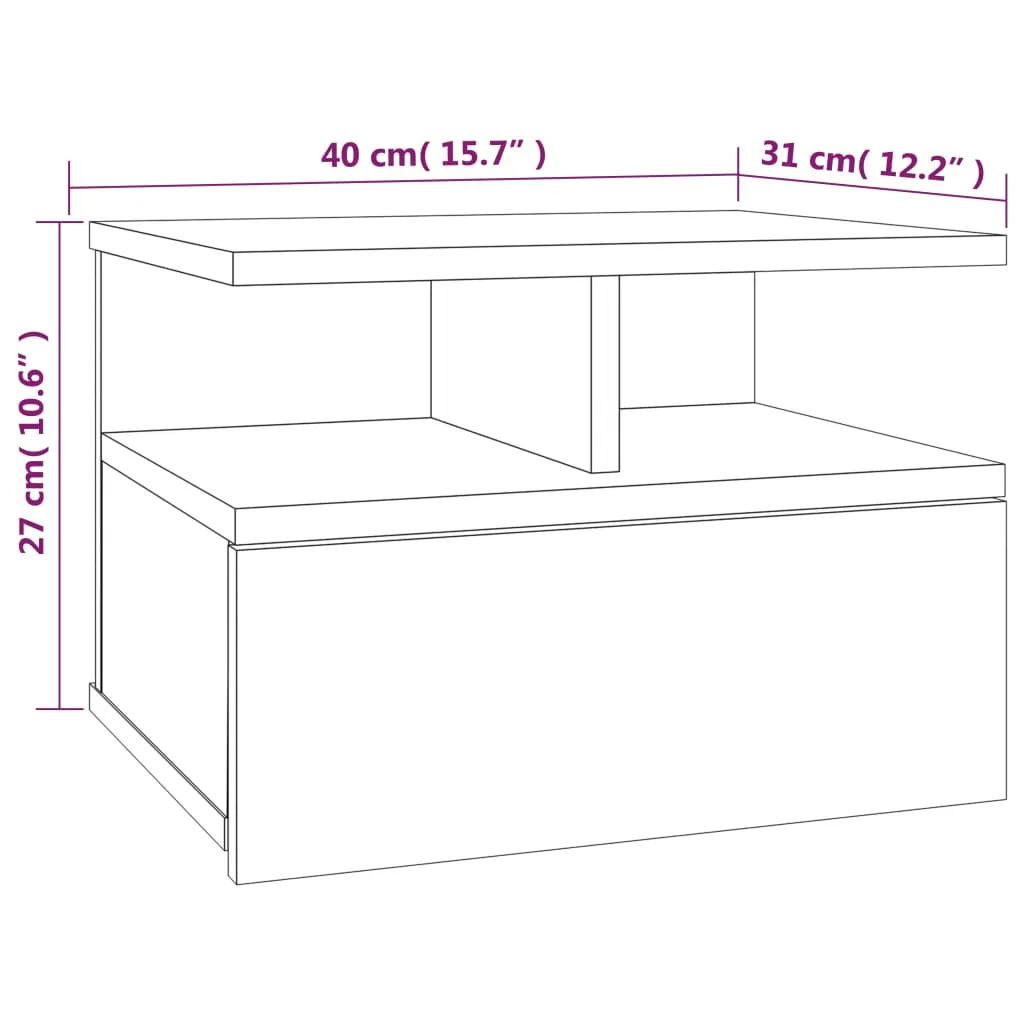 Floating Nightstand 2 pcs Grey Sonoma 40x31x27 cm Engineered Wood