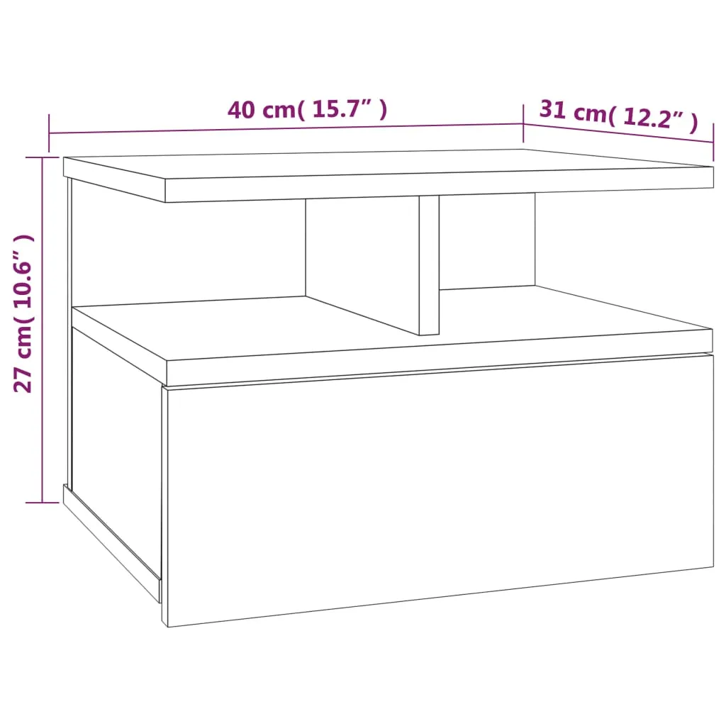 Floating Nightstand Grey Sonoma 40x31x27 cm Engineered Wood