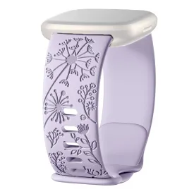 Floral Engraved Strap For Fitbit Versa 3 | Versa 4 Smartwatch Band (Lavender)