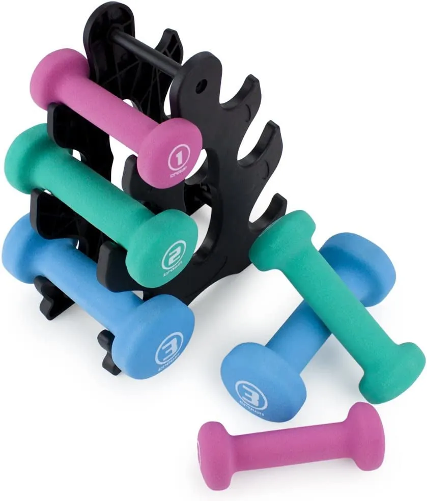 Hand Weights Dumbbells Set - 1, 2 and 3 lbs. with Rack