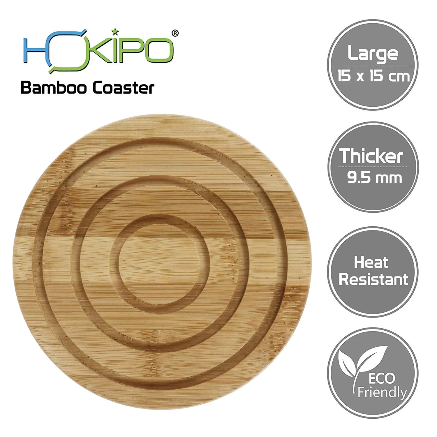 HOKIPO® Eco-Friendly Extra Thick Bamboo Wooden Coasters for Home Pan Pot Holder for Dining Table Heat Pad for Kitchen - Pack of 2 (AR2924)