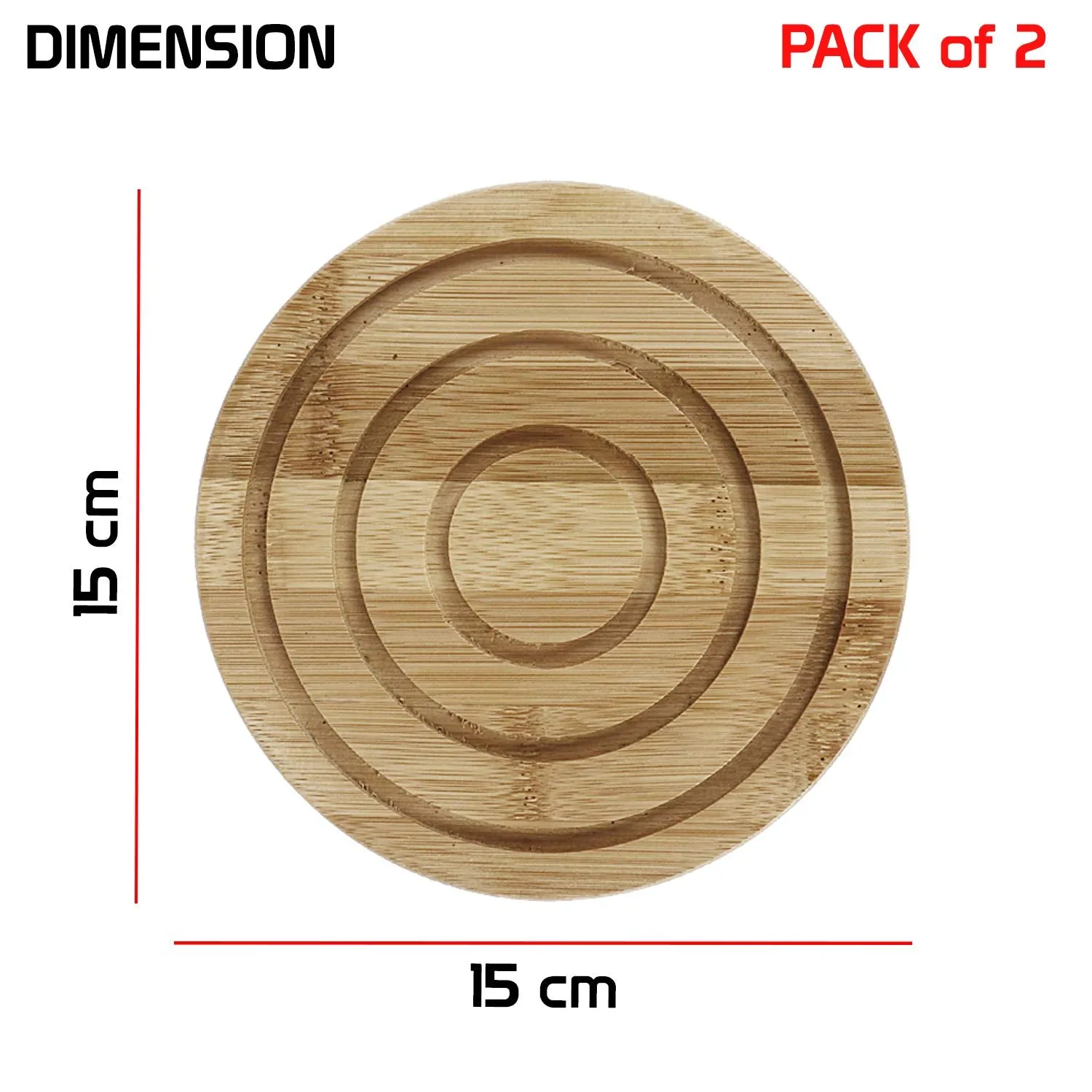 HOKIPO® Eco-Friendly Extra Thick Bamboo Wooden Coasters for Home Pan Pot Holder for Dining Table Heat Pad for Kitchen - Pack of 2 (AR2924)