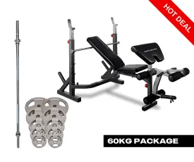 HOME STRENGTH PACKAGE - 50kg combined weight (Bar   weight plates)