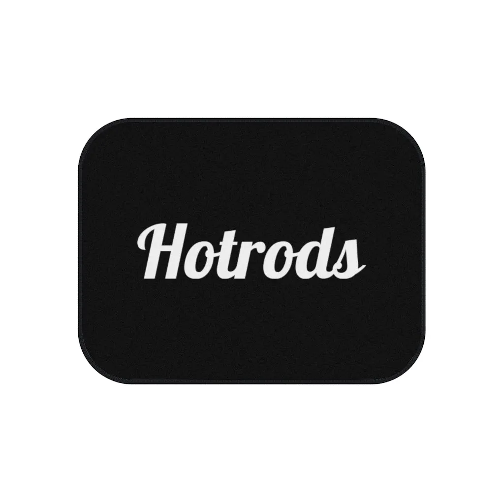 Hotrods Car Mats (Set of 4) - Black w/White print