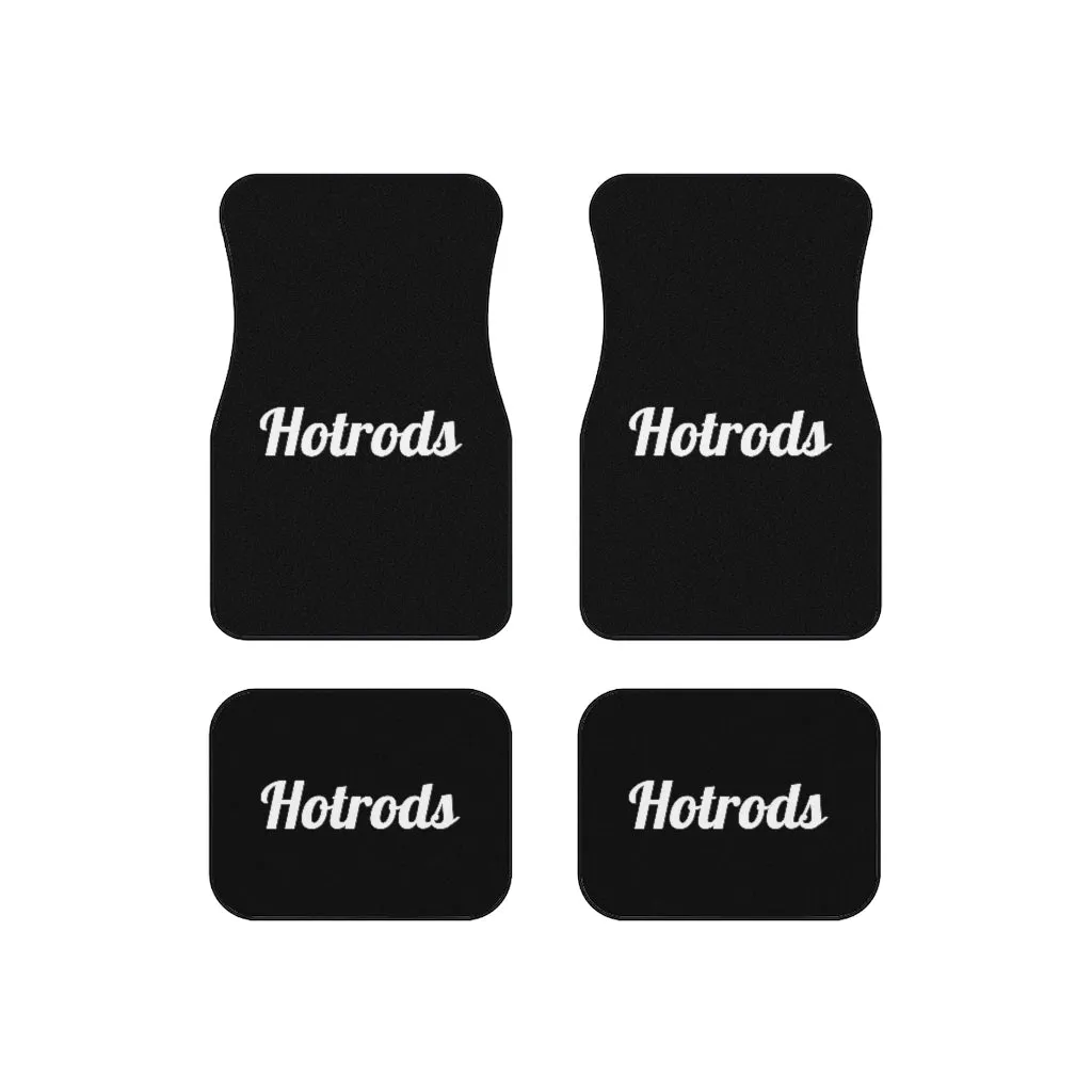 Hotrods Car Mats (Set of 4) - Black w/White print