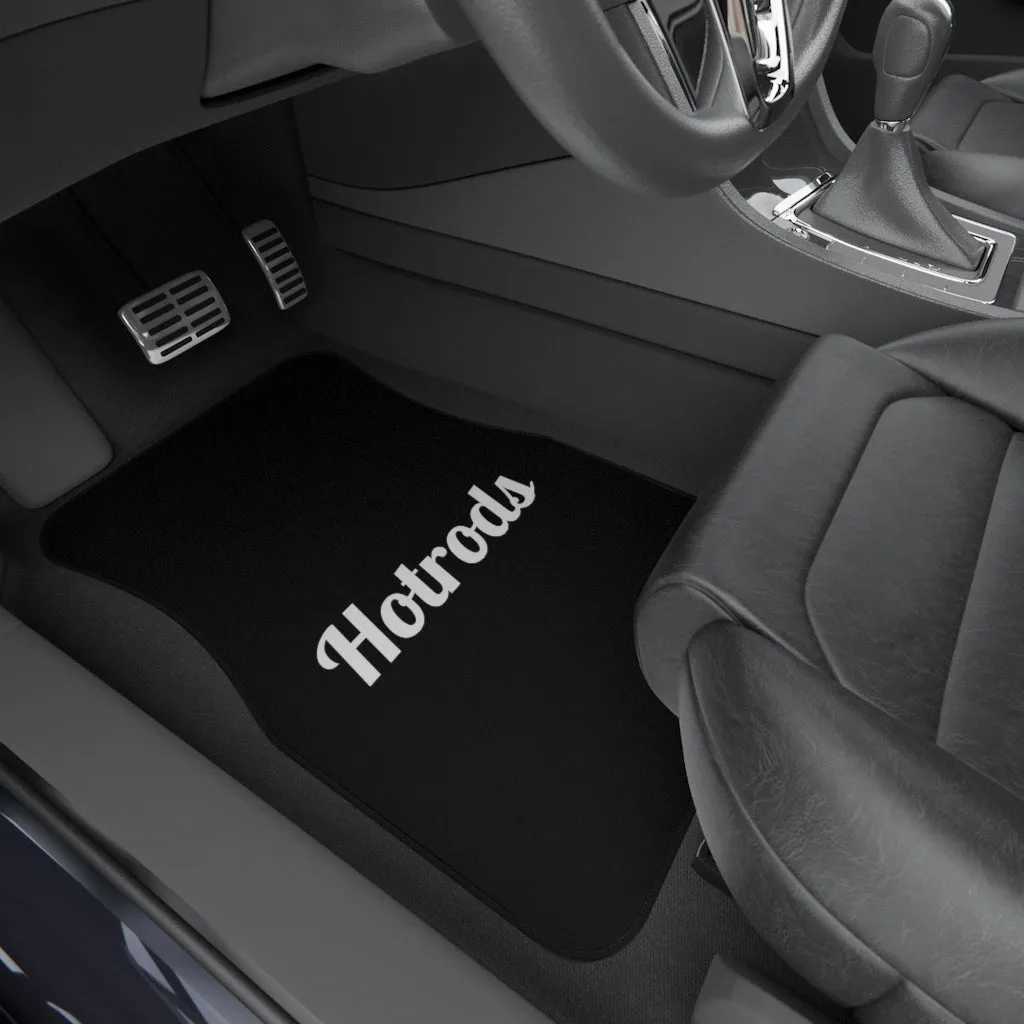 Hotrods Car Mats (Set of 4) - Black w/White print