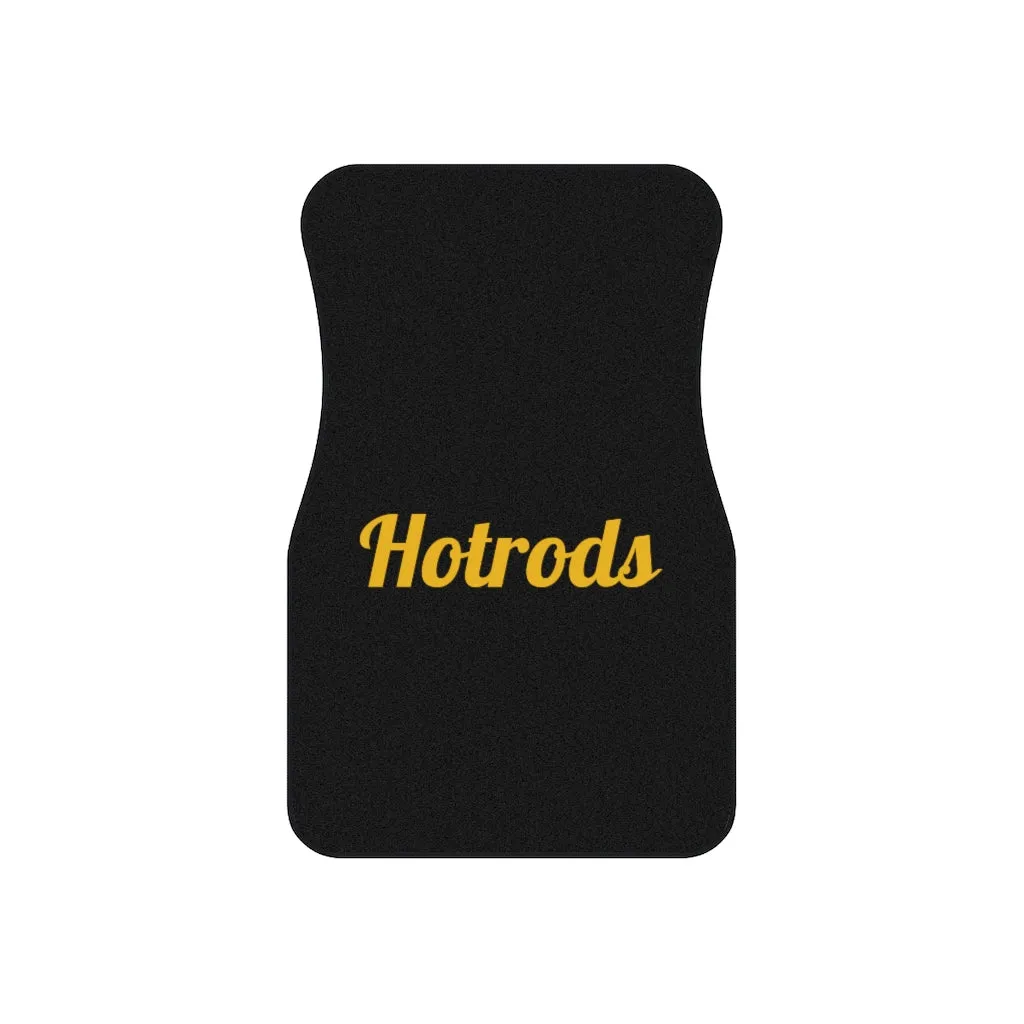 Hotrods Car Mats (Set of 4) - Black w/Yellow print