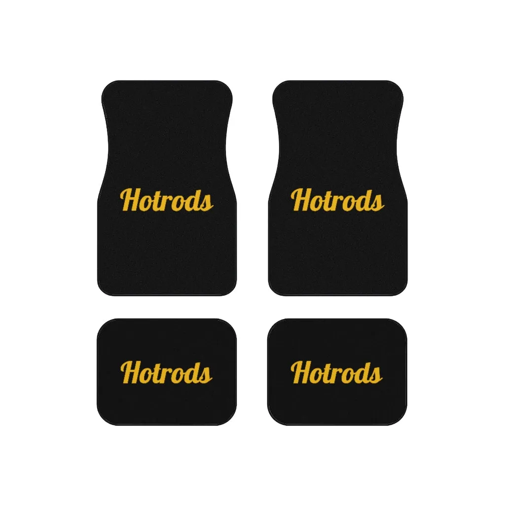 Hotrods Car Mats (Set of 4) - Black w/Yellow print