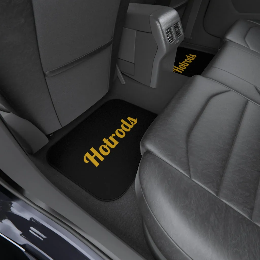 Hotrods Car Mats (Set of 4) - Black w/Yellow print