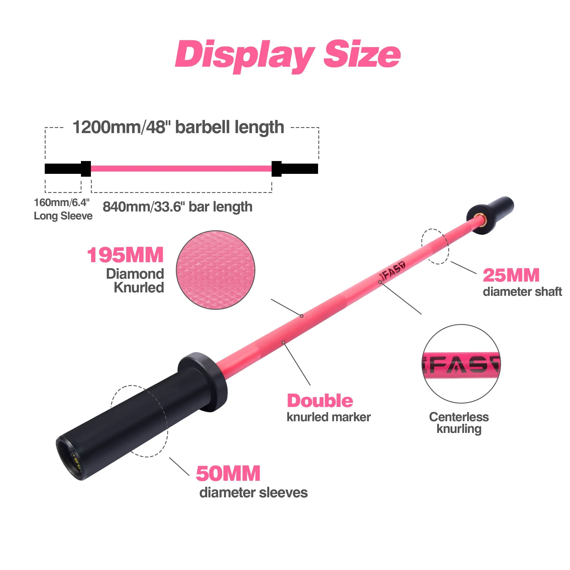 IFAST 4Ft Olympic Chrome Barbell Bar