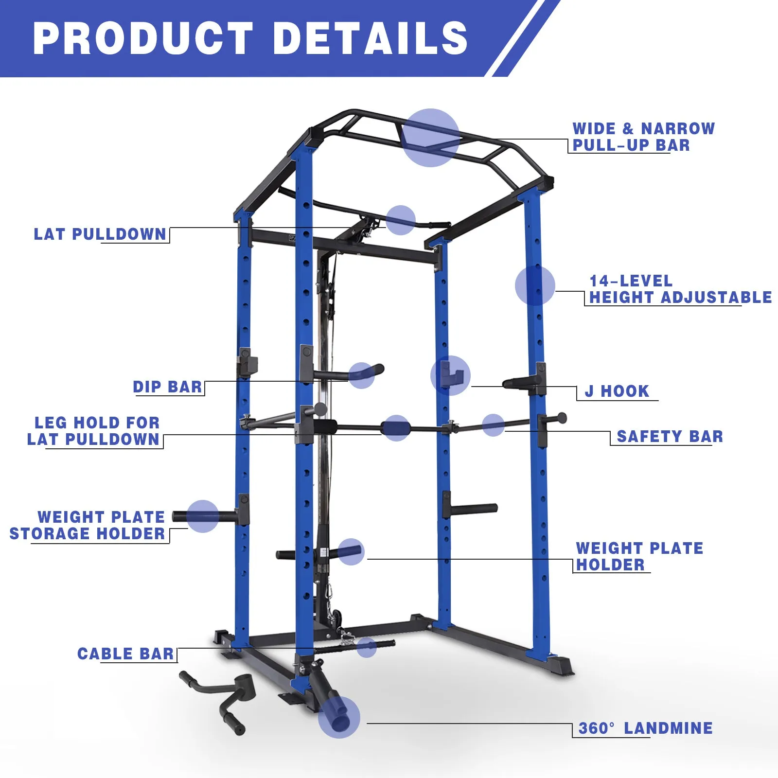 IFAST Power Rack With Bench Cable Attachment 3 Colors