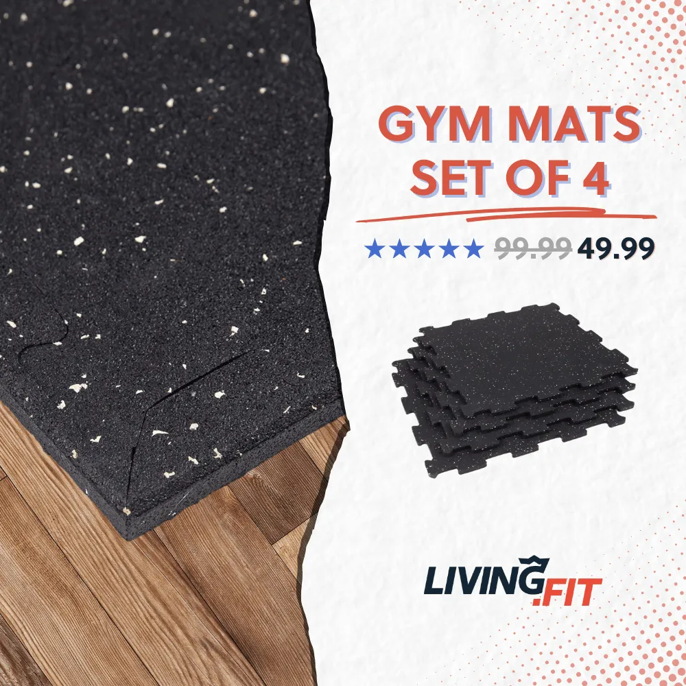 Interlocking Gym Mats - Set of 4 - Includes Edge Pieces - 10mm