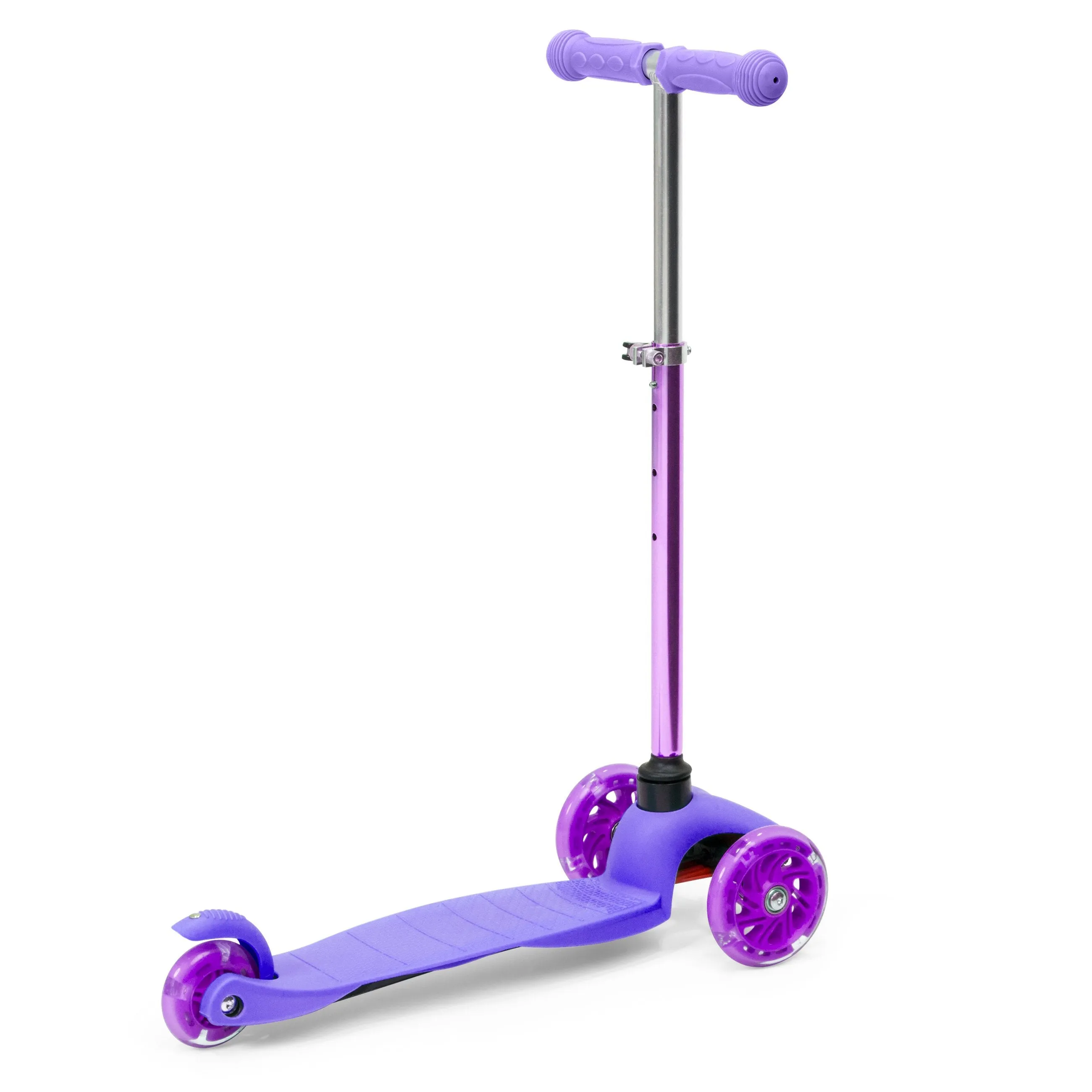 Kids Mini Kick Scooter Toy w/ Colorful Light-Up Wheels, Adjustable T-Bar