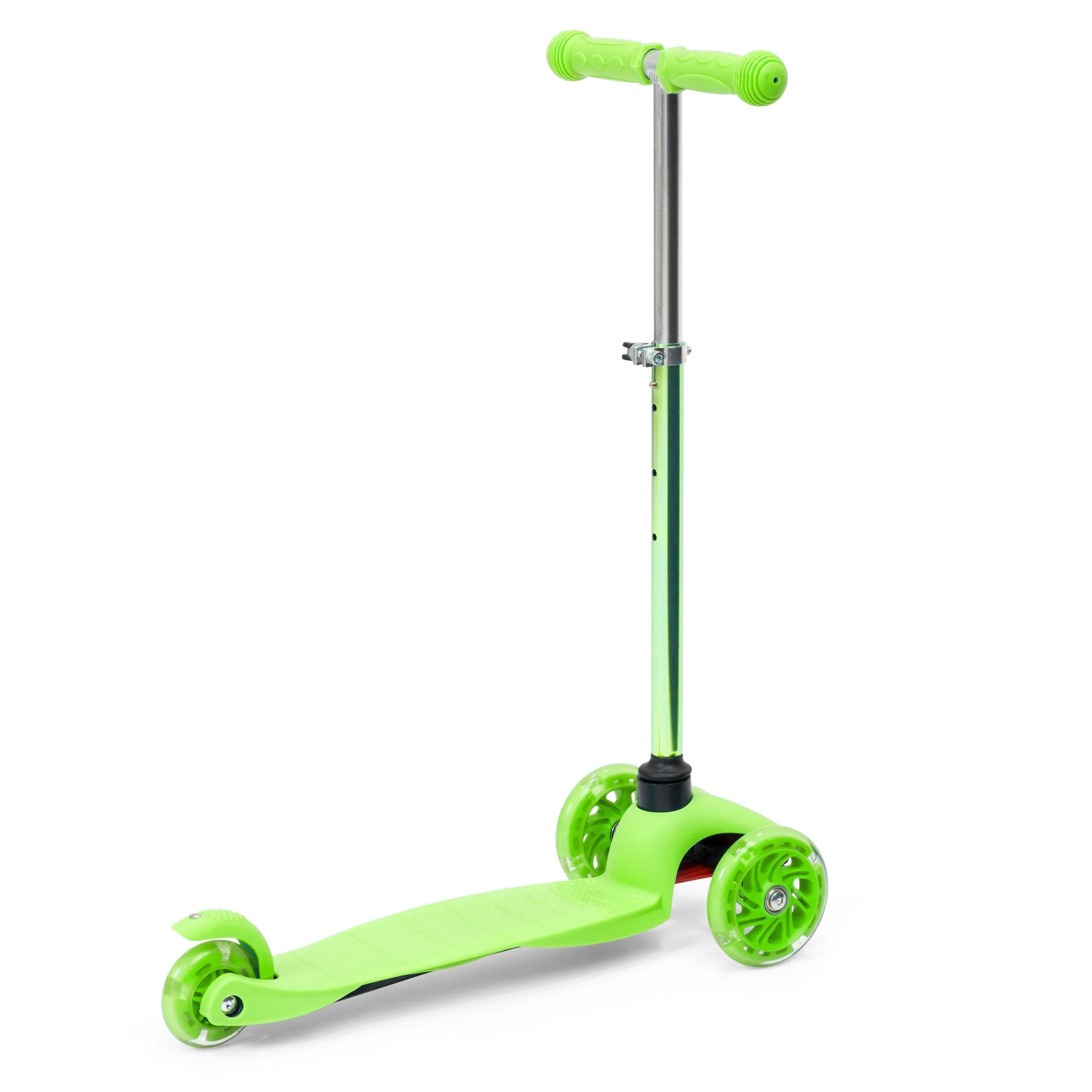 Kids Mini Kick Scooter Toy w/ Colorful Light-Up Wheels, Adjustable T-Bar