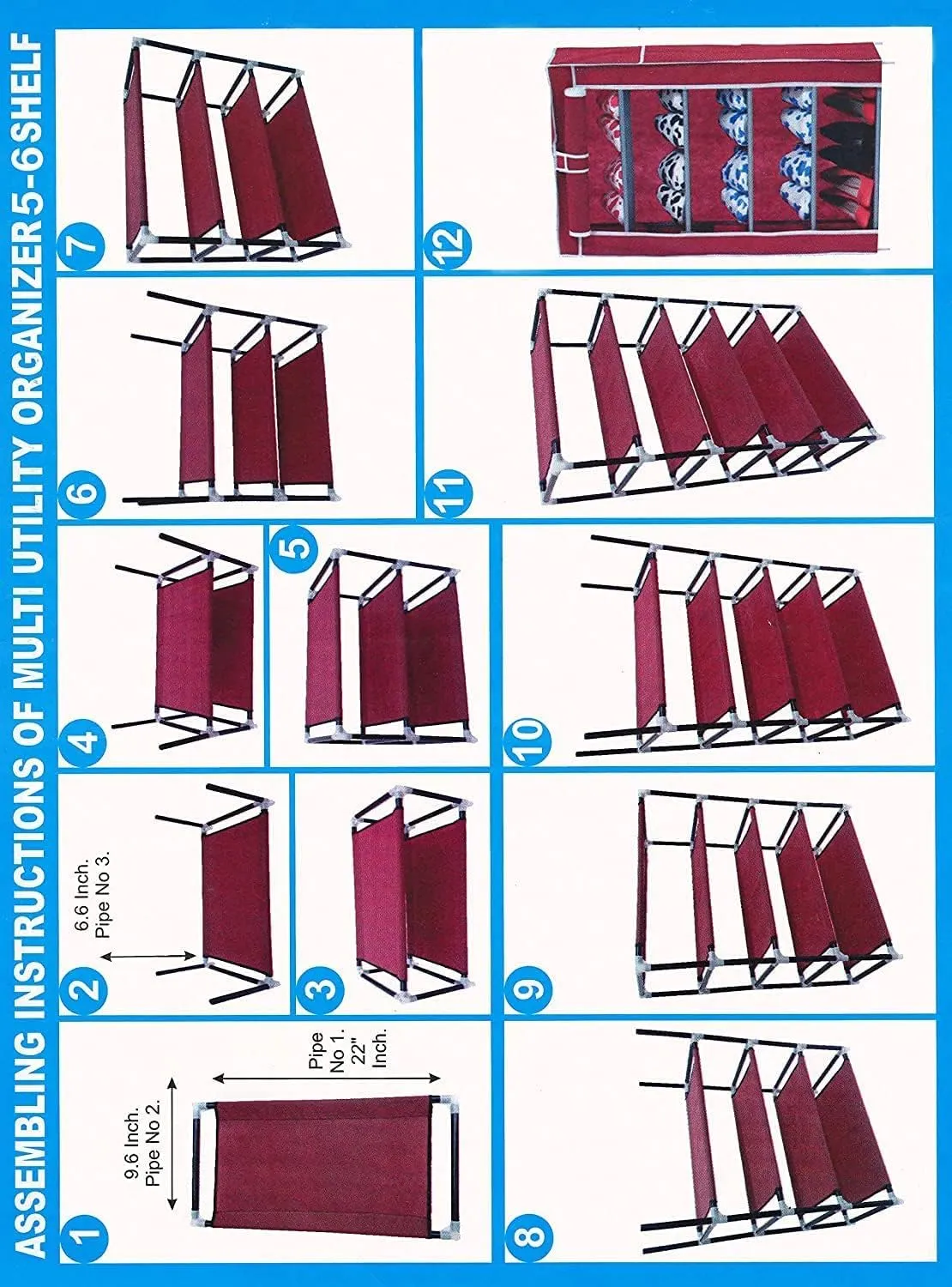 Kuber Industries Shoe Rack|Non-Woven 5 Shelves Shelf|Foldable Storage Rack Organizer for Shoe, Books-Pack of 2 (Maroon)