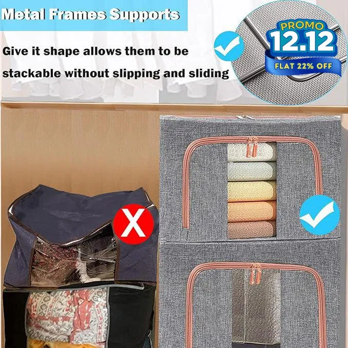 Large Capacity Storage Box With Metal Frame