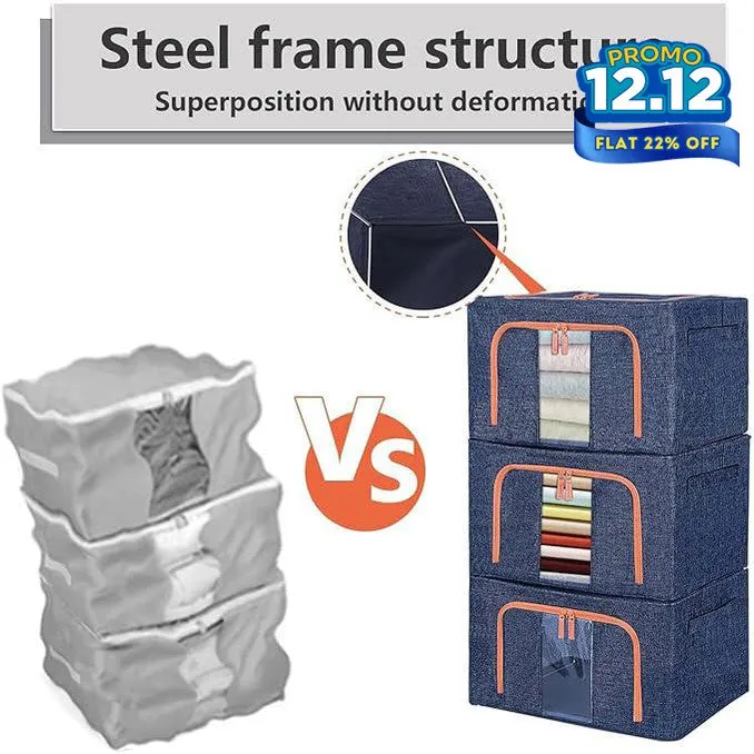 Large Capacity Storage Box With Metal Frame