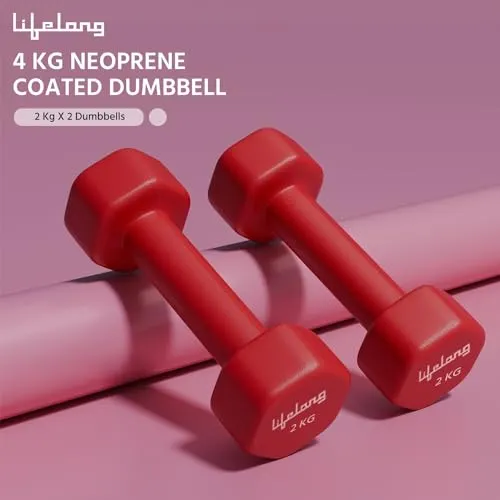 Lifelong Neoprene Dumbbells Set For Home Gym - Fixed Dumbbell Set - Dumbbells Pack of 2 for Fitness - Gym Exercise - Home Workout - Neoprene Gym Dumbbells - Dumbbells Weights for Men & Women