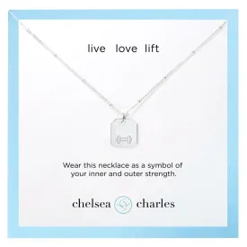 Live Love Lift Mini Free Weight Charm Necklace (Reversible) - Silver