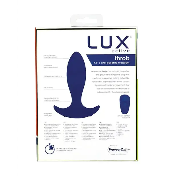 Lux Active Throb Anal Pulsating Massager w/Remote - Dark Blue