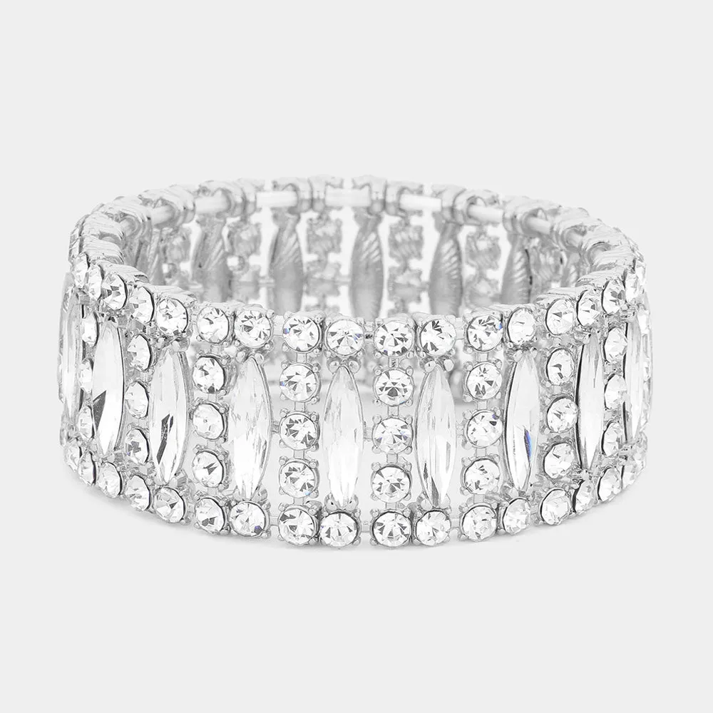 MAXINE - clear accented rhinestone stretch bracelet