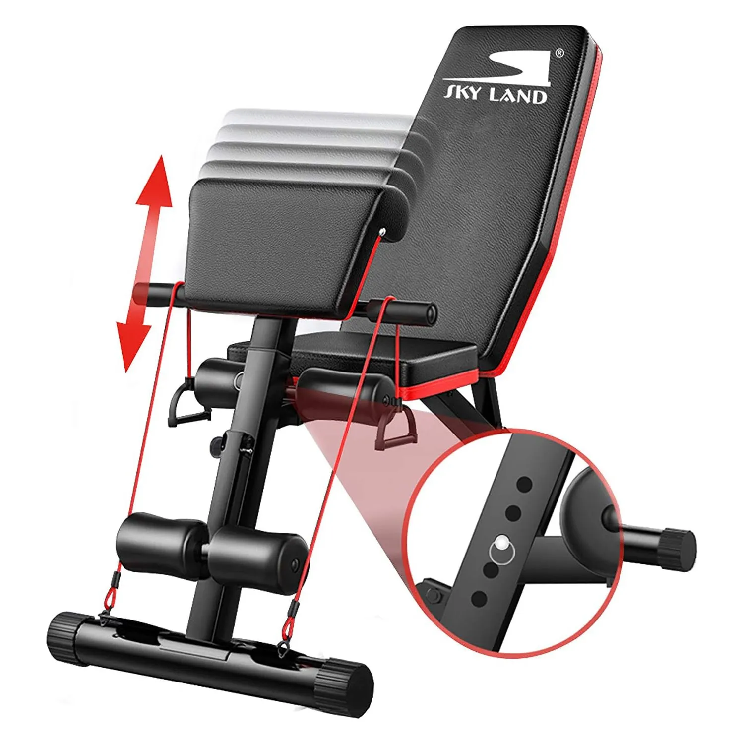 Multi-Function Adjustable Weight Bench EM-1857 With An Extreme Elastic Rope, Black