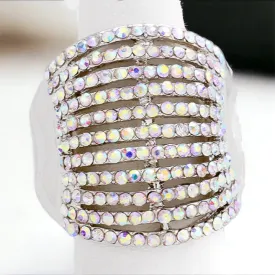 Nellie - ab silver rhinestone stretch ring