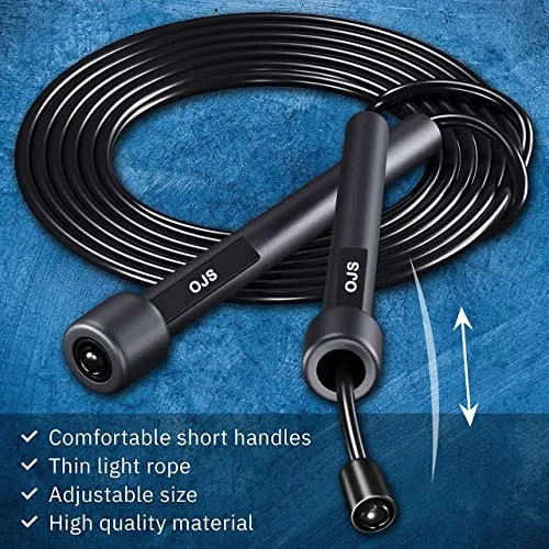 OJS Skipping Rope for Men and Women Jumping Rope With Adjustable Height Speed Skipping Rope for Exercise, Gym, Sports Fitness Adjustable Jump Rope (BLACK)