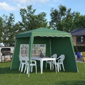 Outsunny Pop Up Gazebo with 2 Sides, Slant Legs and Carry Bag, Height Adjustable UV50  Party Tent Event Shelter for Garden, Patio, 2.4 x 2.4m Top / 2.9 x 2.9m Base, Green