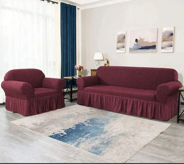 Persian Style Bubble  Sofa Cover - Maroon