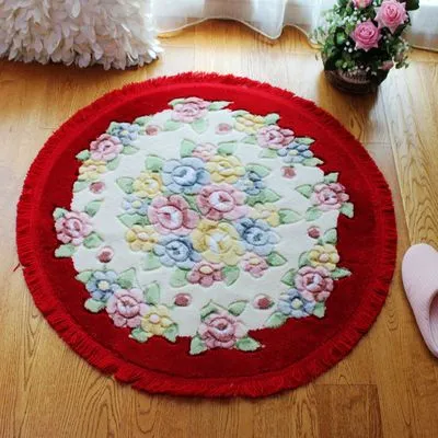 Pink Flower Print Round Bathroom Carpet Dia 80cm Non-Slip Bathroom Mat For Doorway Toilt Bedroom Bath Mat Rug Cheap Bath Carpet