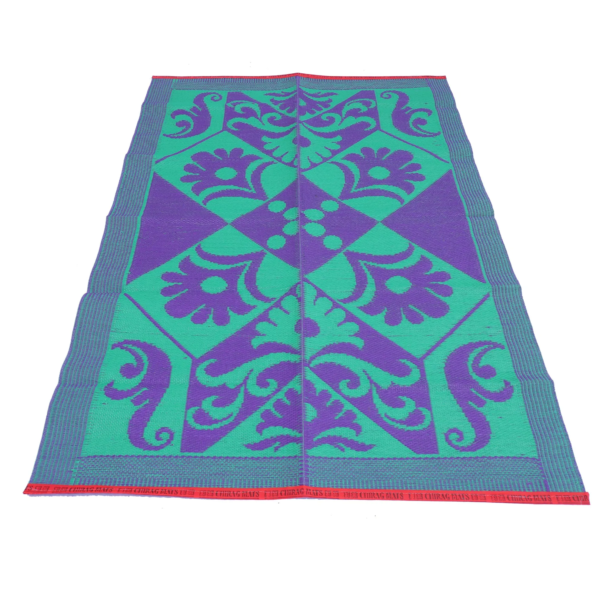 Red Crush Plastic Floor Mat Plastic Mat 4 x 6 Feet (Chatai) Multi Color and Design(Set of 1 Piece)