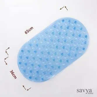 Savya Home Oval Bathroom Floor Mat PVC/Non-Slip & Soft/Light Weight Mat for Living Room, Anti Skid Mat for Bathroom Floor/Shower Mat/Multipurpose Mat (Purple) (Blue)