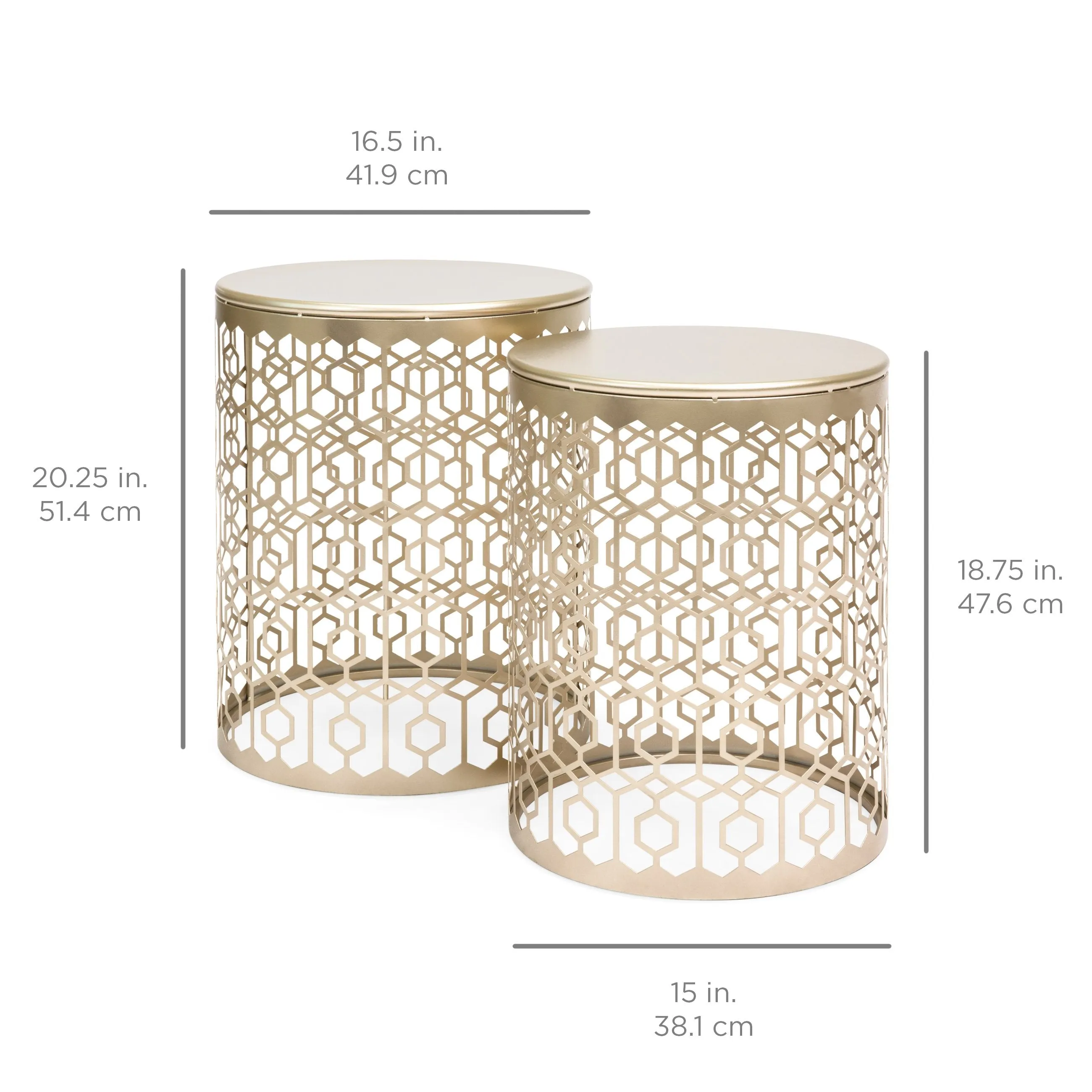 Set of 2 Decorative Round Side Accent Table Nightstands