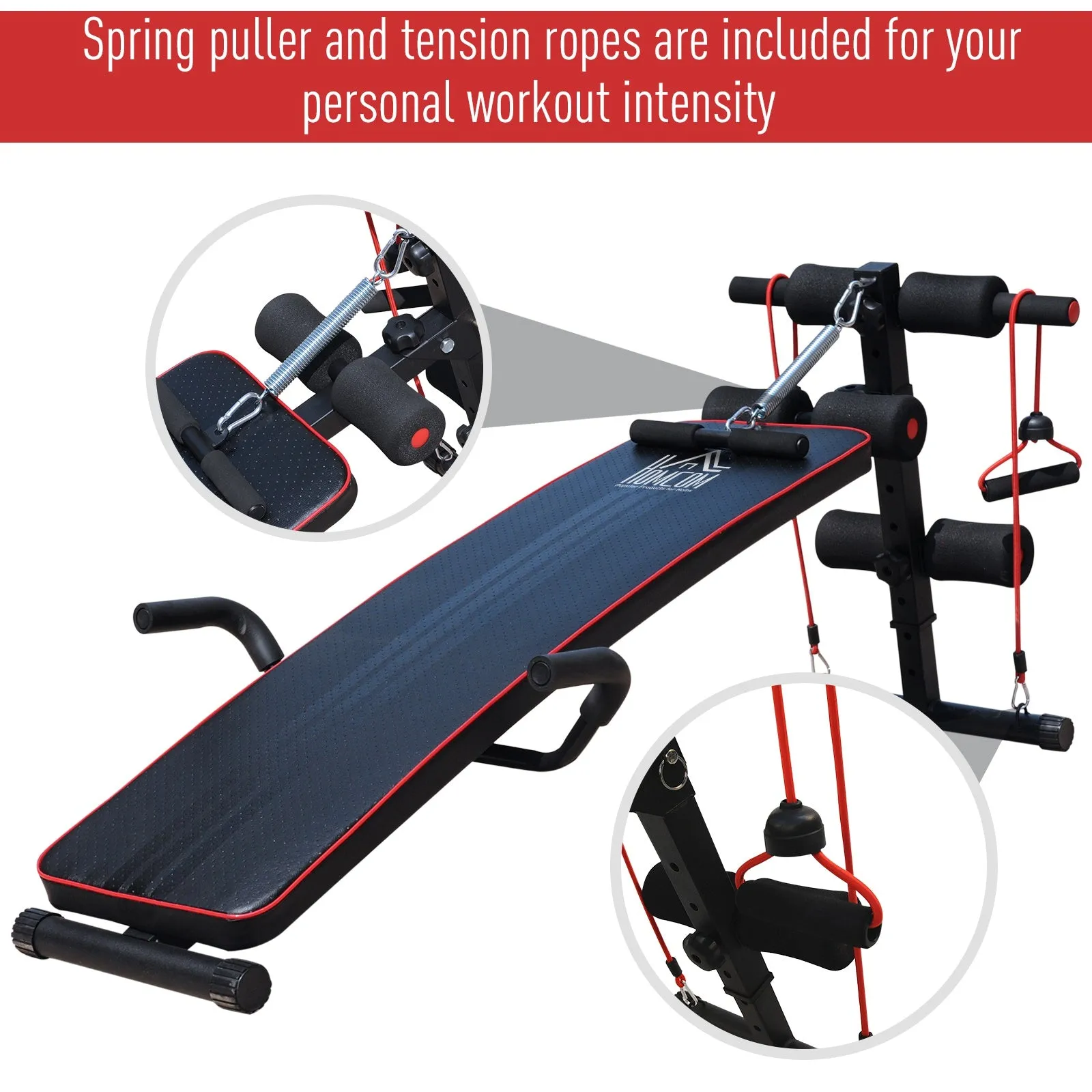 Sit Up Workout Bench, Steel-Black Red