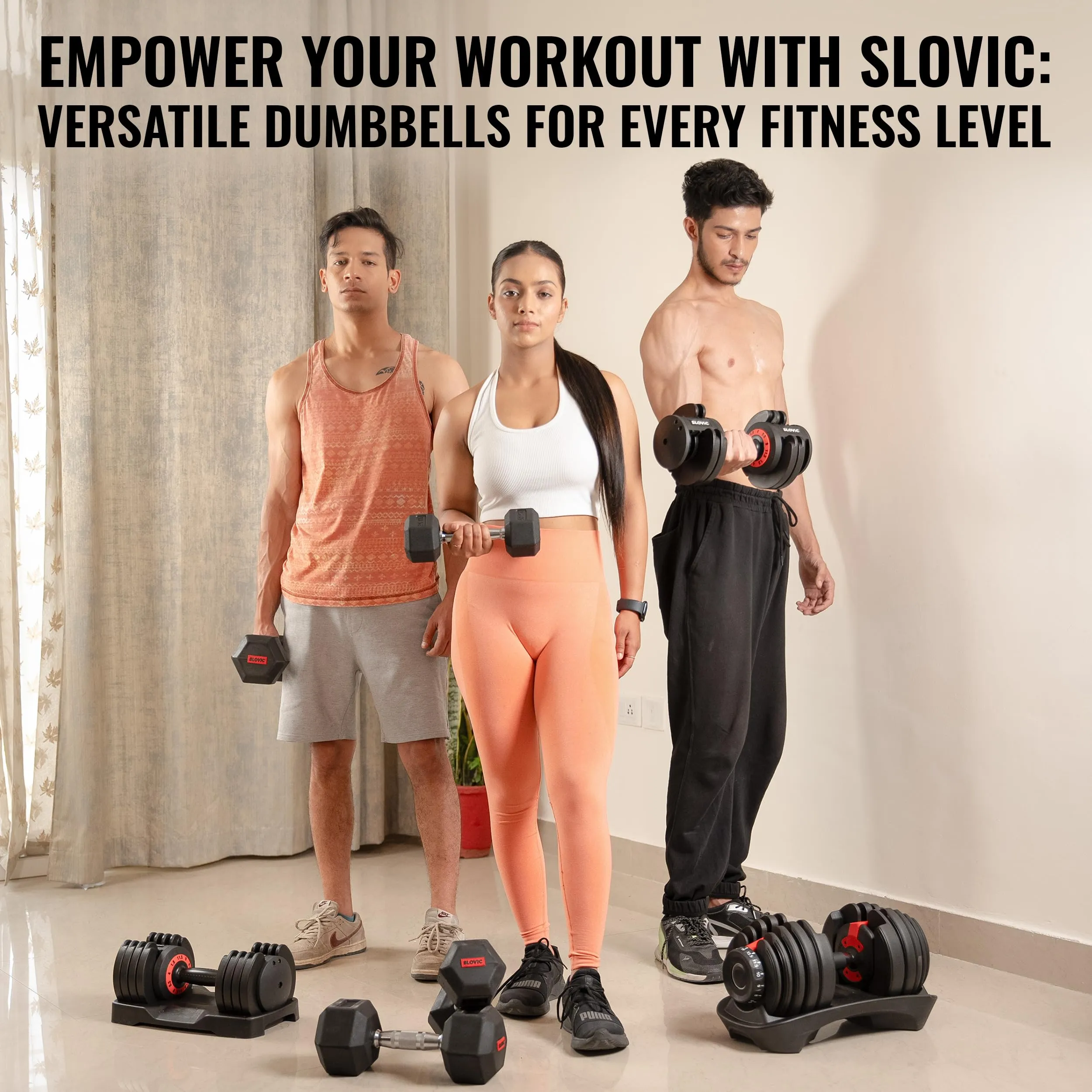 SLOVIC Dumbbells Set for Home Gym | 2.5 kg Dumbbell Set of 2 | Fitness Equipment for Men & Women | Rubber Coated, Hexa Shaped | Workout Core, Arms, Chest | Use with Gym Bench