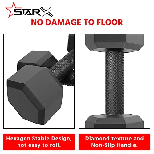 Star X Hexa PVC 2KG Dumbbell Set for Home Gym Workout, Dumbells for Fitness (Black Hexa 2KG x 2 Dumbbell (4KG))