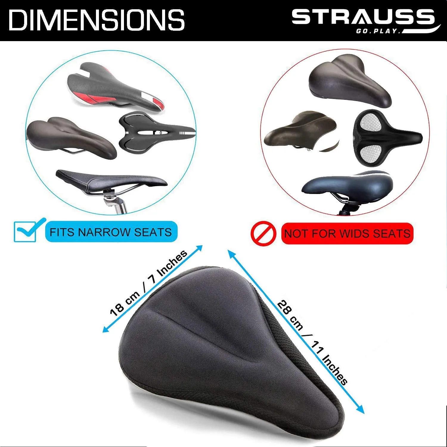 Strauss Gel Seat Cover (Black) and Bicyle Repair Toolkit