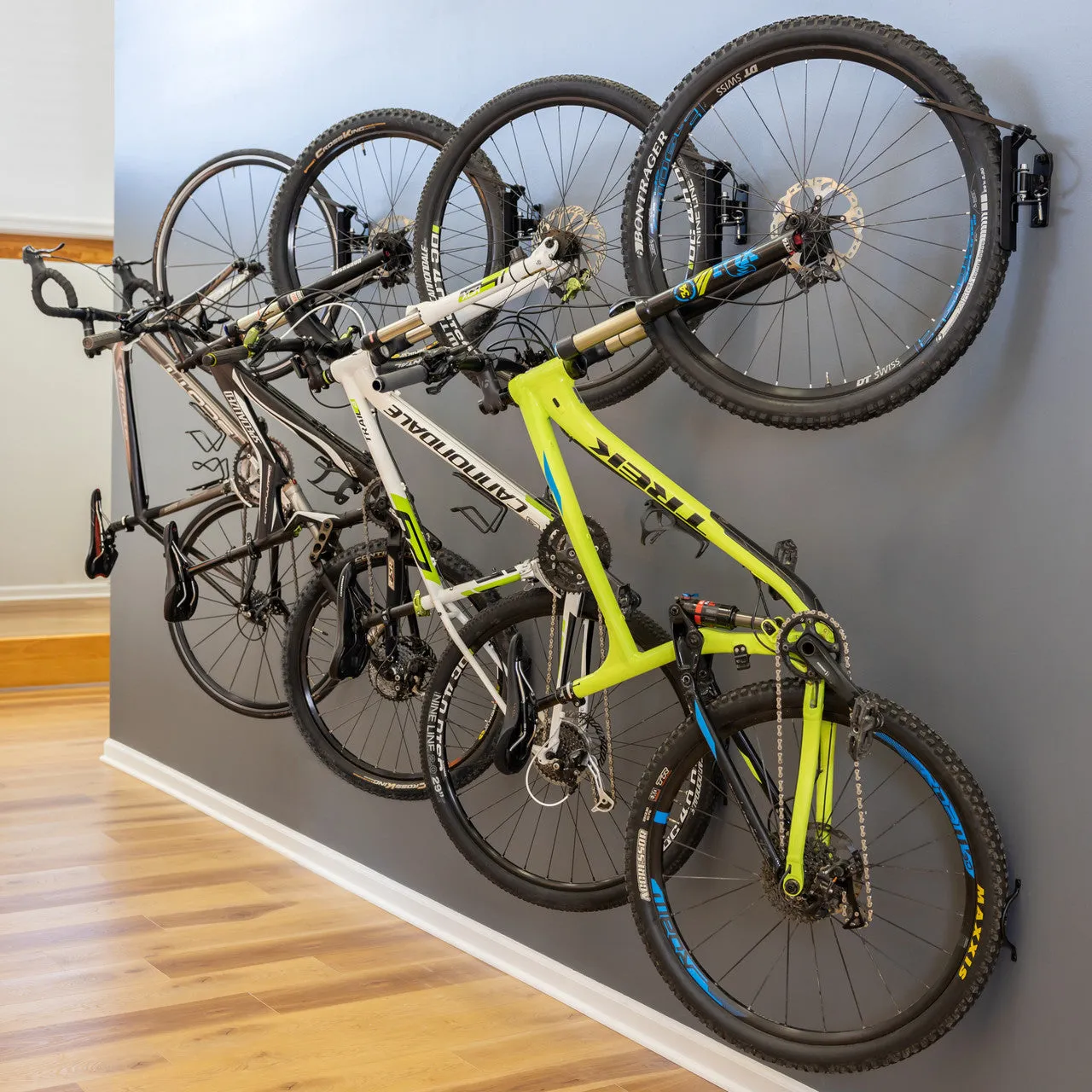 Swivel Mount Bike Storage Rack | 4 Bicycle | Garage Wall Hook