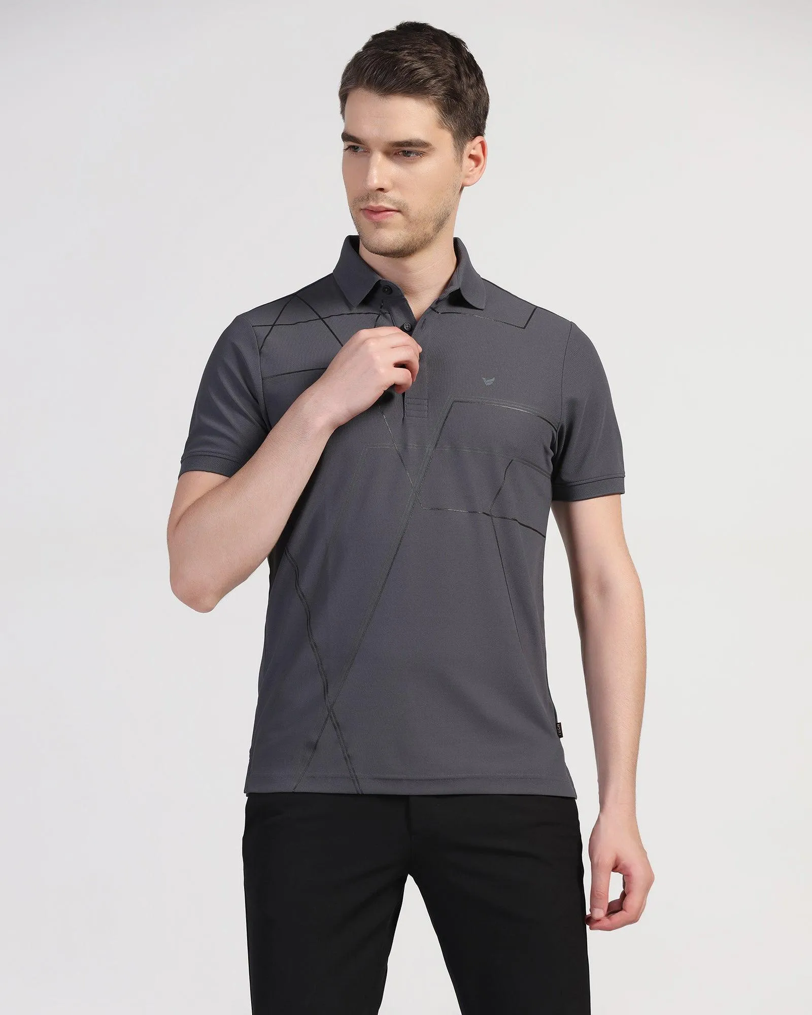 TechPro Polo Charcoal Grey Printed T-Shirt - Crocs