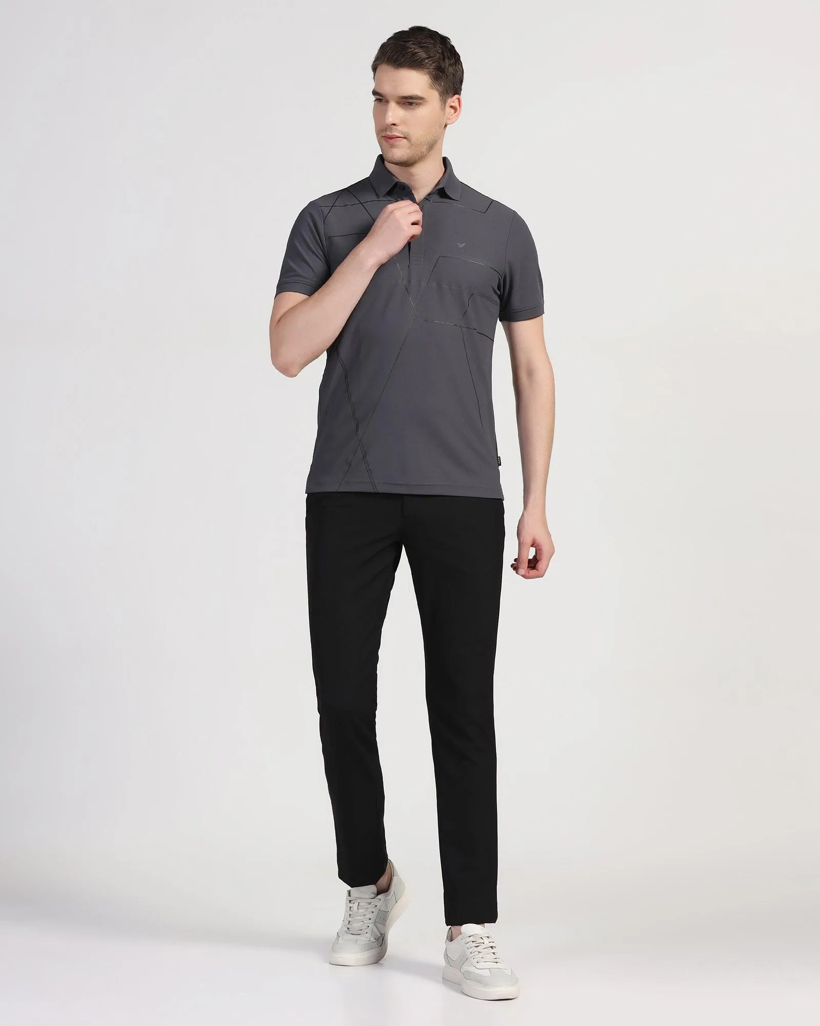 TechPro Polo Charcoal Grey Printed T-Shirt - Crocs