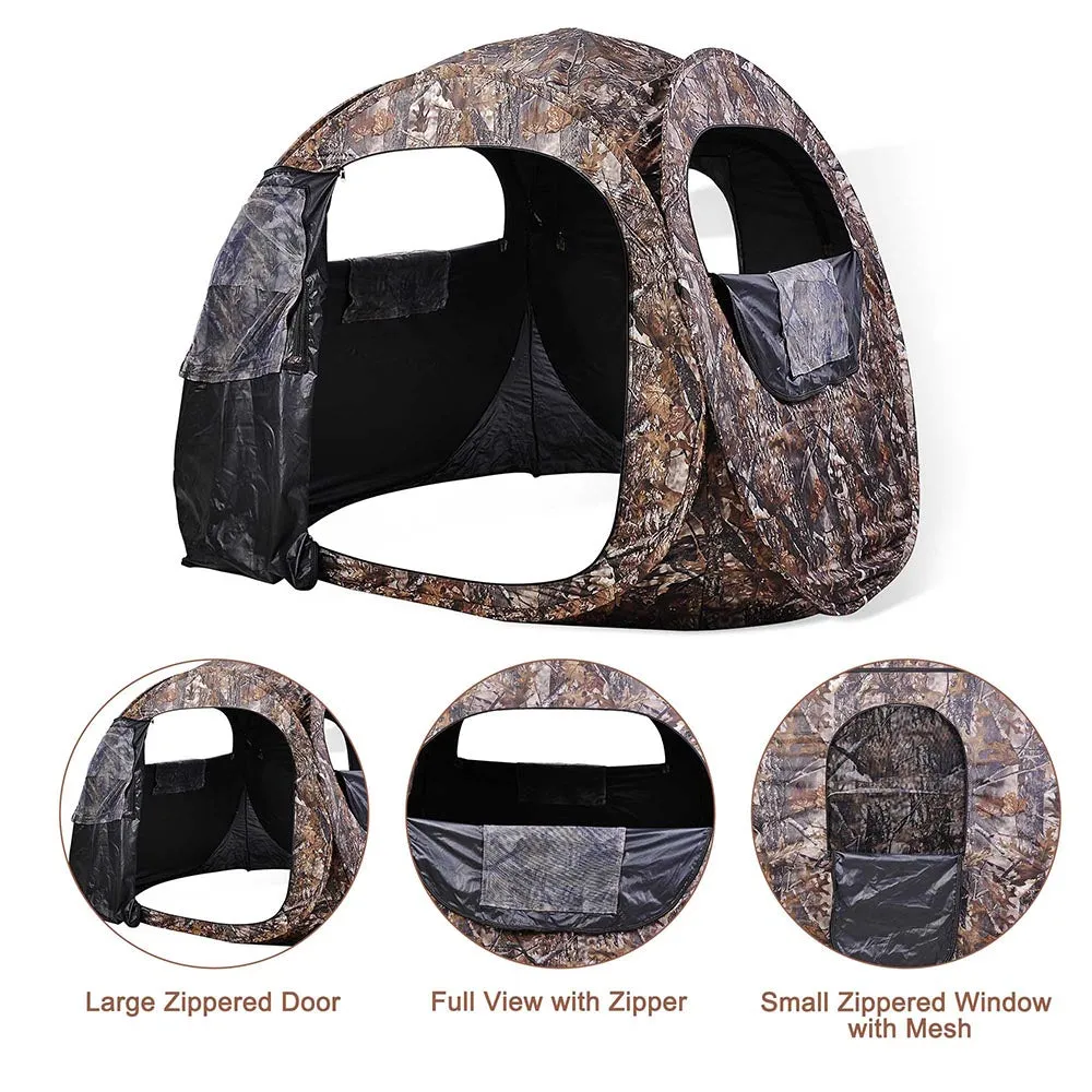 TheLAShop 2-Person Pop Up Hunting Blind Tent Camo w/ Carrying Bag