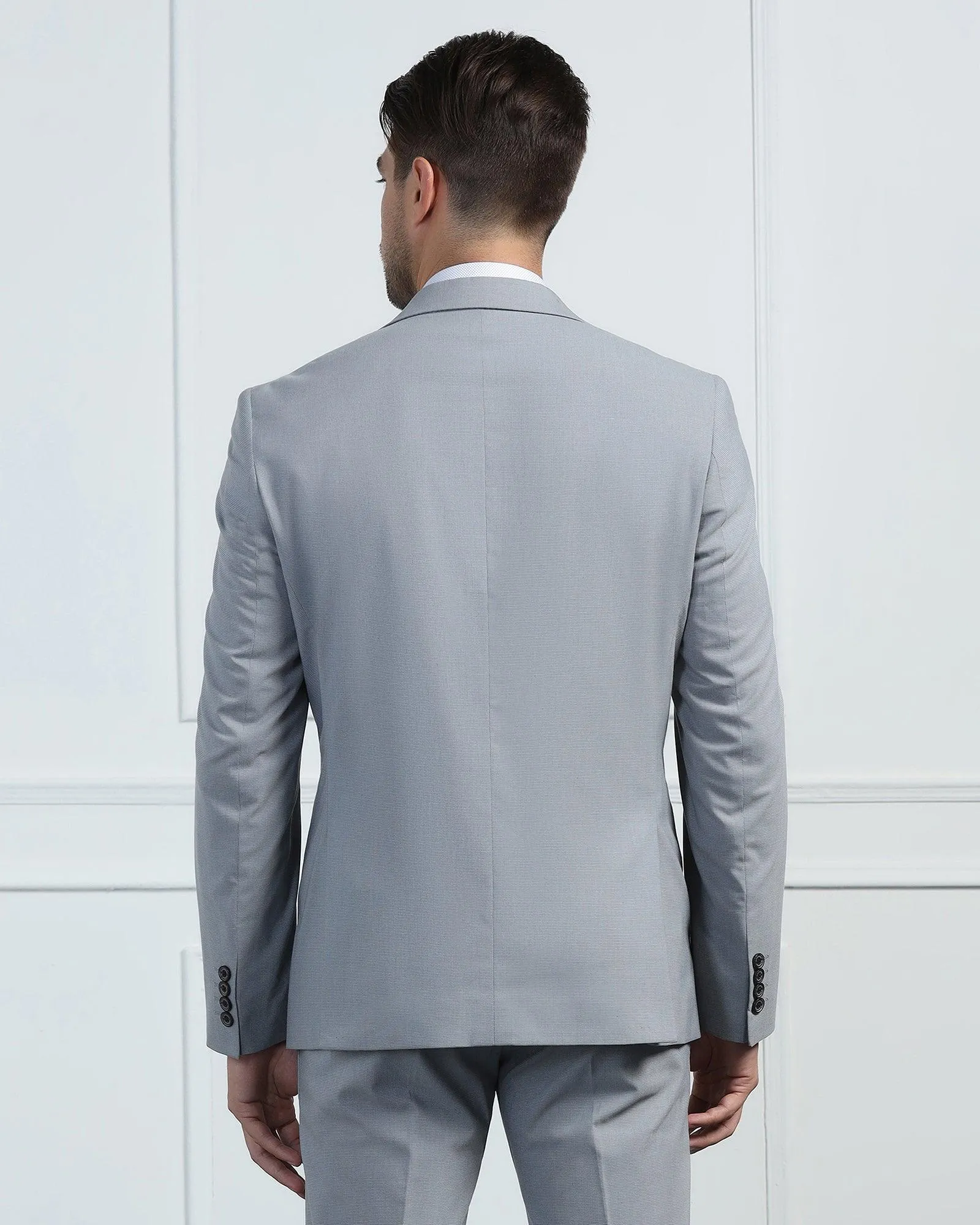 Two Piece Grey Textured Formal Suit - Pax