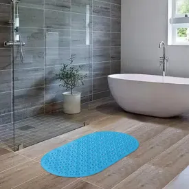 UMAI X SAVYA Home - Blue Nonslip Soft Rubber Bath Mat, Rain Mat for Bathtub and Shower, Anti Slip, Anti Bacterial, Machine Washable PVC Bath Mat for Bathroom | Size : 65 x 36 cm