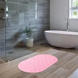 UMAI X SAVYA Home Diatom Mud Oval Bathroom Floor Mat PVC/Non-Slip & Soft/Light Weight Mat for Living Room, Anti Skid Mat for Bathroom Floor/Shower Mat/Multipurpose Mat (Dark Blue) (Light Pink)