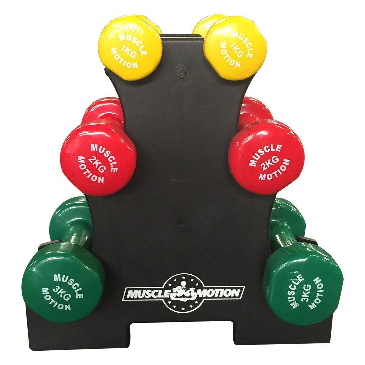 Vinyl Dumbbell Set 1kg, 2kg & 3kg with Rack (Package Price)