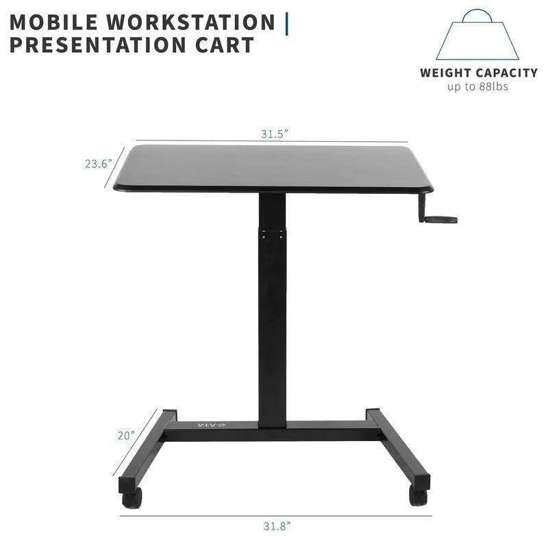 VIVO Black 32" Mobile Height-Adjustable Presentation Work Station Cart, CART-V07M