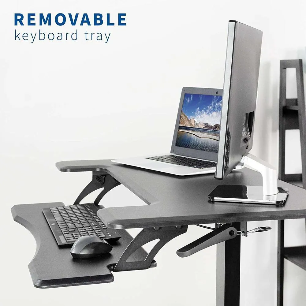 VIVO DESK-V111GT Black 36" Manual Height-Adjustable Mobile Compact Desk on Wheels