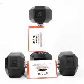 WATSON Rubber Coated Hex Dumbbell Weight Set for Men & Women (3)